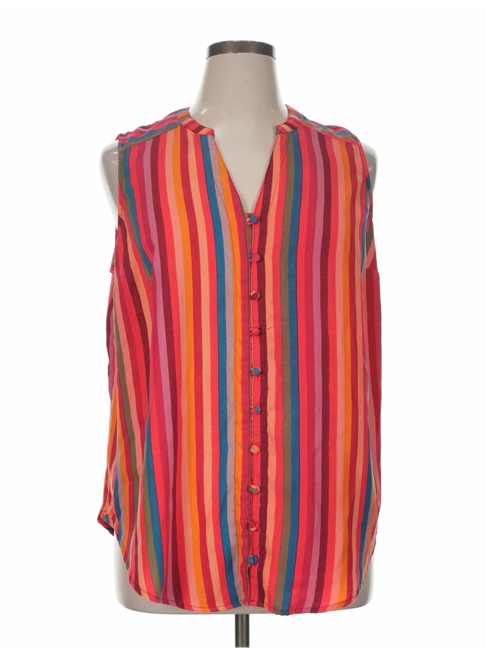 Torrid Women's Multicolor Stripe Sleeveless Button-Front Top - size 1